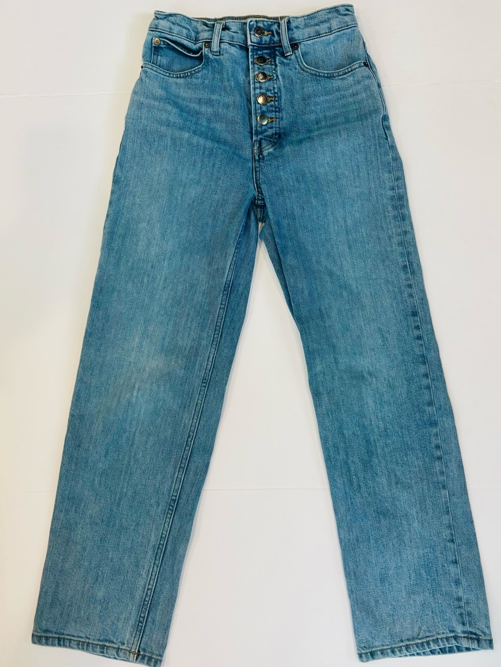 Everlane Light Blue High-Rise Button-Fly Straight Jeans
